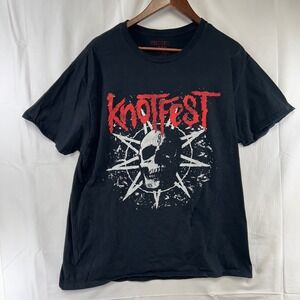 Knotfest T-Shirt Mens XL Black Short Sleeve Skull Slipknot Logo 2022 Concert Tee